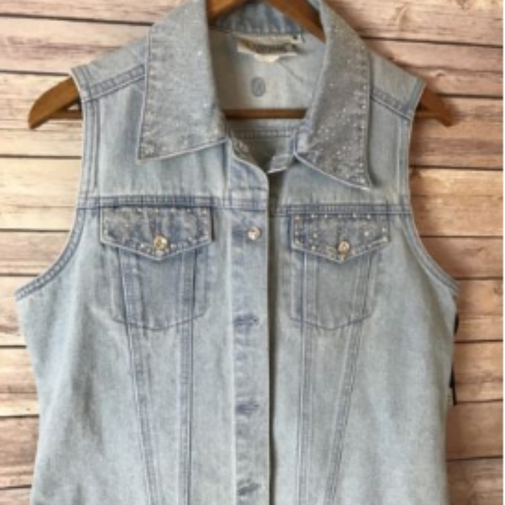 CHRISTINE ALEXANDER Denim Vest Large SWAROVSKI